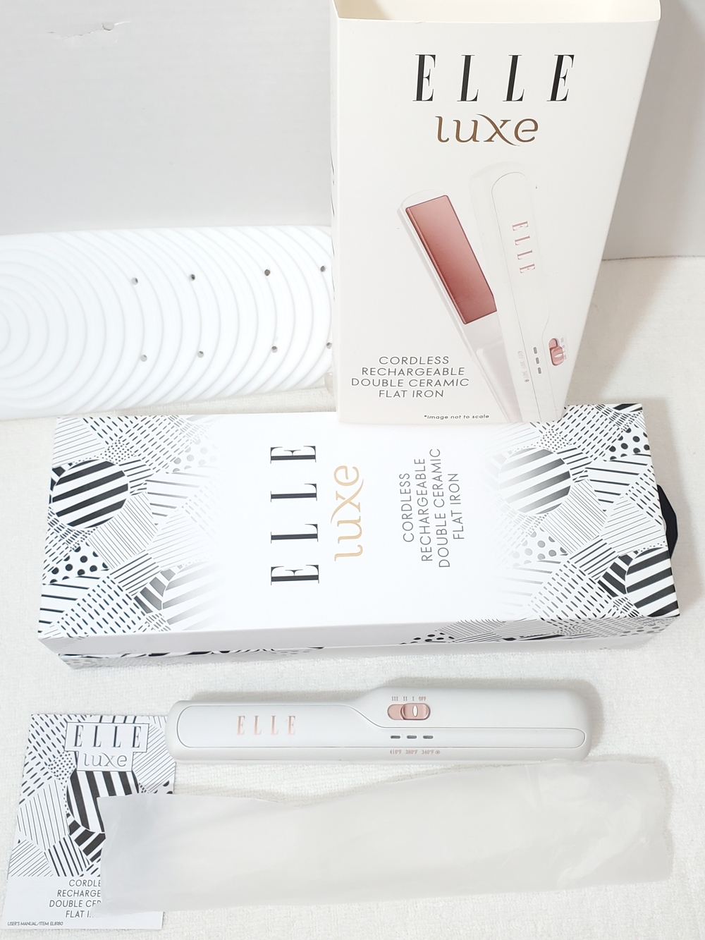 Elle Luxe Cordless USB Rechargeable Double Ceramic Flat Iron Multiple Heat Set